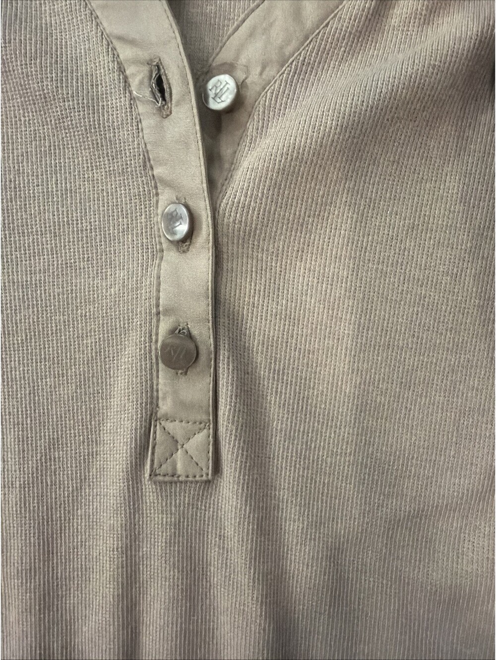 $165 Lauren Ralph Lauren Women's Belted Rib-Knit Puff-Sleeve Dress Tan Medium - Picture 10 of 15